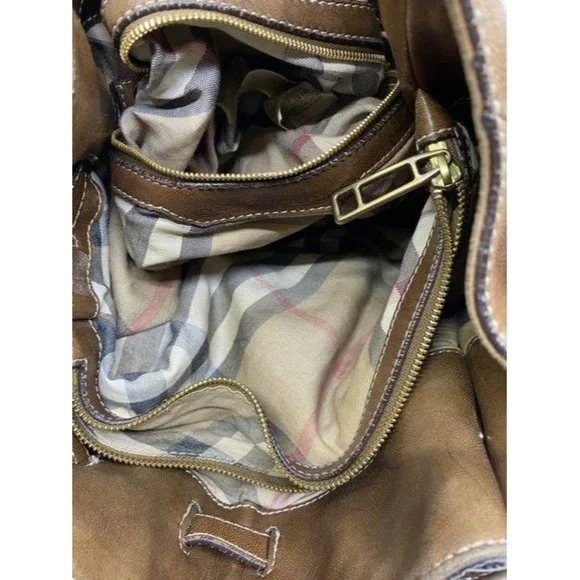 burberry vintage classic brown leather hobo bag - Picture 7 of 12